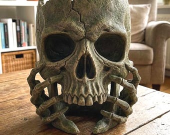 Maceta de calavera de terror, maceta de calavera de Halloween, maceta de calavera, dulces de calavera