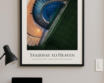 Stairway to Heaven – Spiral Lighthouse Staircase Fine Art Photo  Architectural Wall Art Digital Download