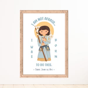 Saint Joan of Arc Quote Printable Watercolor Art Print – Digital Download, Confirmation Gift, Patron Saint, Christian Nursery Wall Decor