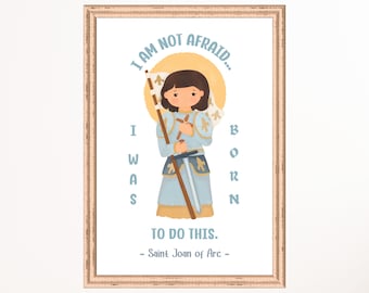 Akvarell konsttryck av Jeanne d'Arc: Kristen barnrumsdekor (digital nedladdning)