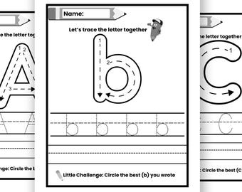 Preschool Alphabet Tracing Worksheets Printable Handwriting Practice