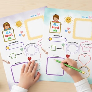 All About Me Poster Worksheet Printable | Preschool, Kindergarten & Kids Activity