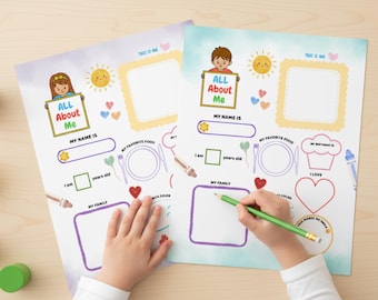 All About Me Poster Worksheet Printable | Preschool, Kindergarten & Kids Activity