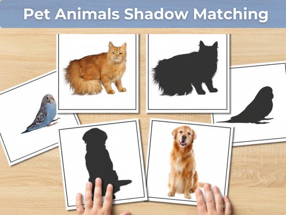 Montessori Pet Animals Shadow Matching Game | Preschool Printable Activity for Toddlers, Classroom & Homeschool