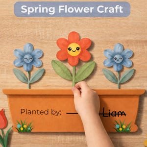 Spring Flower Pot Craft for Kids | Printable Cut and Glue Activity for Preschool & Toddlers