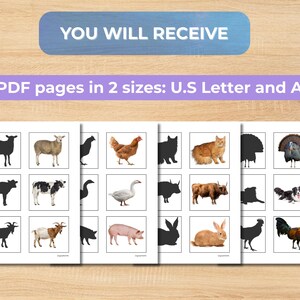 Farm Animals Shadow Matching Activity | Montessori Printable Cards