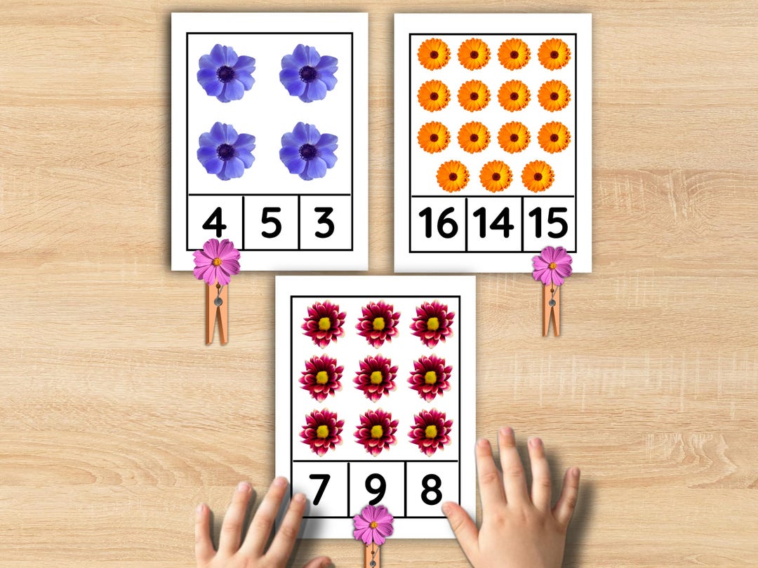 Spring Flower Count & Clip Cards | Montessori Math Printable 1–20 for ...