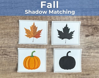 Activité d'association d'ombres d'automne | Cartes Montessori d'automne à imprimer pour la maternelle et les tout-petits