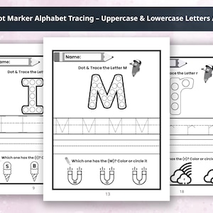 Dot Marker Alphabet Tracing Worksheets A-Z | Uppercase & Lowercase Letters | Preschool PreK Toddler Printable Activity