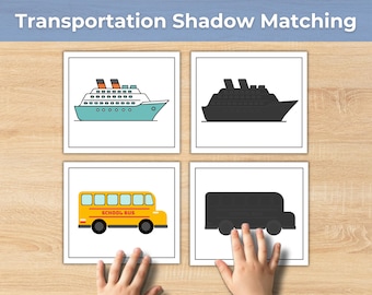 Transportation Shadow Matching Game | Printable Montessori Cards for Preschool & Toddlers
