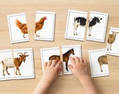 Farm Animals Matching Activity | Montessori Toddler Puzzle Game | Printable Preschool & Homeschool Cards