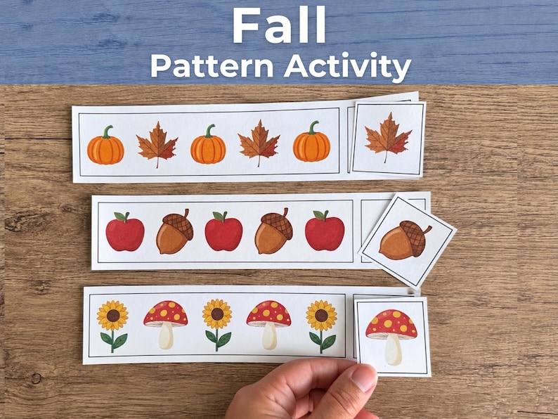 Fall Pattern Activity with AB patterns for preschool and kindergarten math practice.