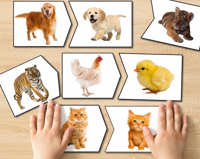 Montessori Mom & Baby Animals Matching Game | Printable Puzzle Activity ...
