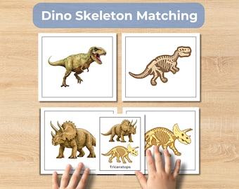 Dinosaur Skeleton Matching Game | Montessori Fossil Printable Activity for Preschool & Kindergarten