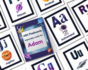 Custom Name Alphabet Flash Cards -ABC Beginning Sounds, Early Learning, Homeschool Montessori Materials