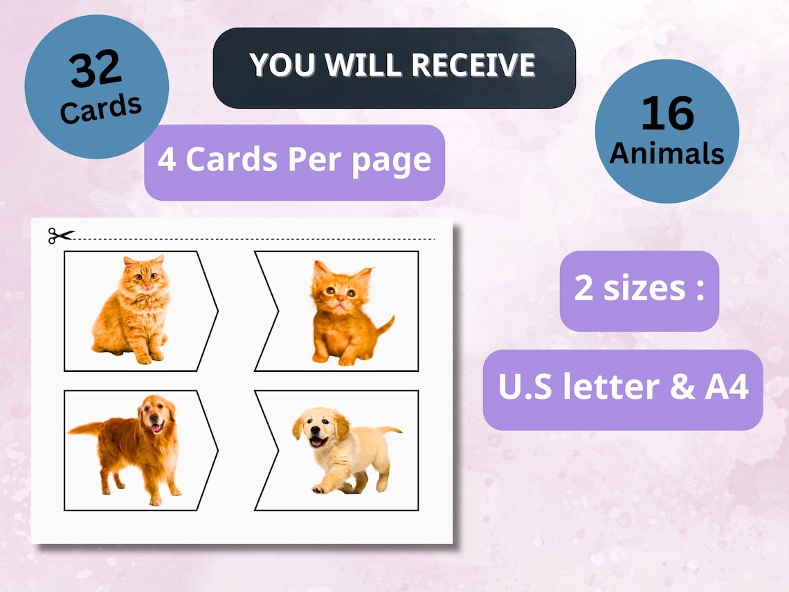 Montessori Mom & Baby Animals Matching Game | Printable Puzzle Activity ...