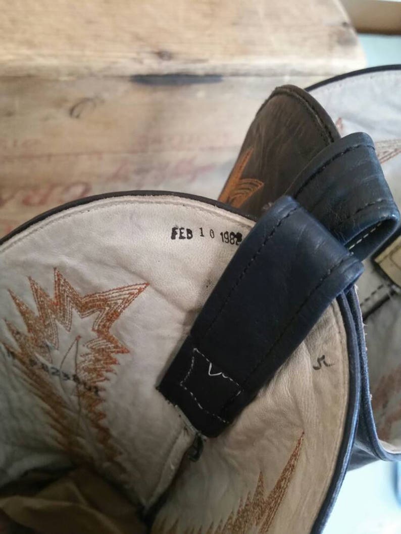 Vintage Larry Mahan Navy & Peanut Brittle Cowboy Boots 7.5B Etsy