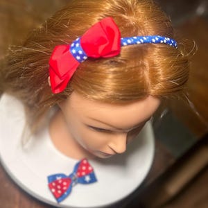Hair bows,patriotic hair bows,red white blue hair bows,small hair bows on a tic tak clip, Independence Day hair band , girls hair bows