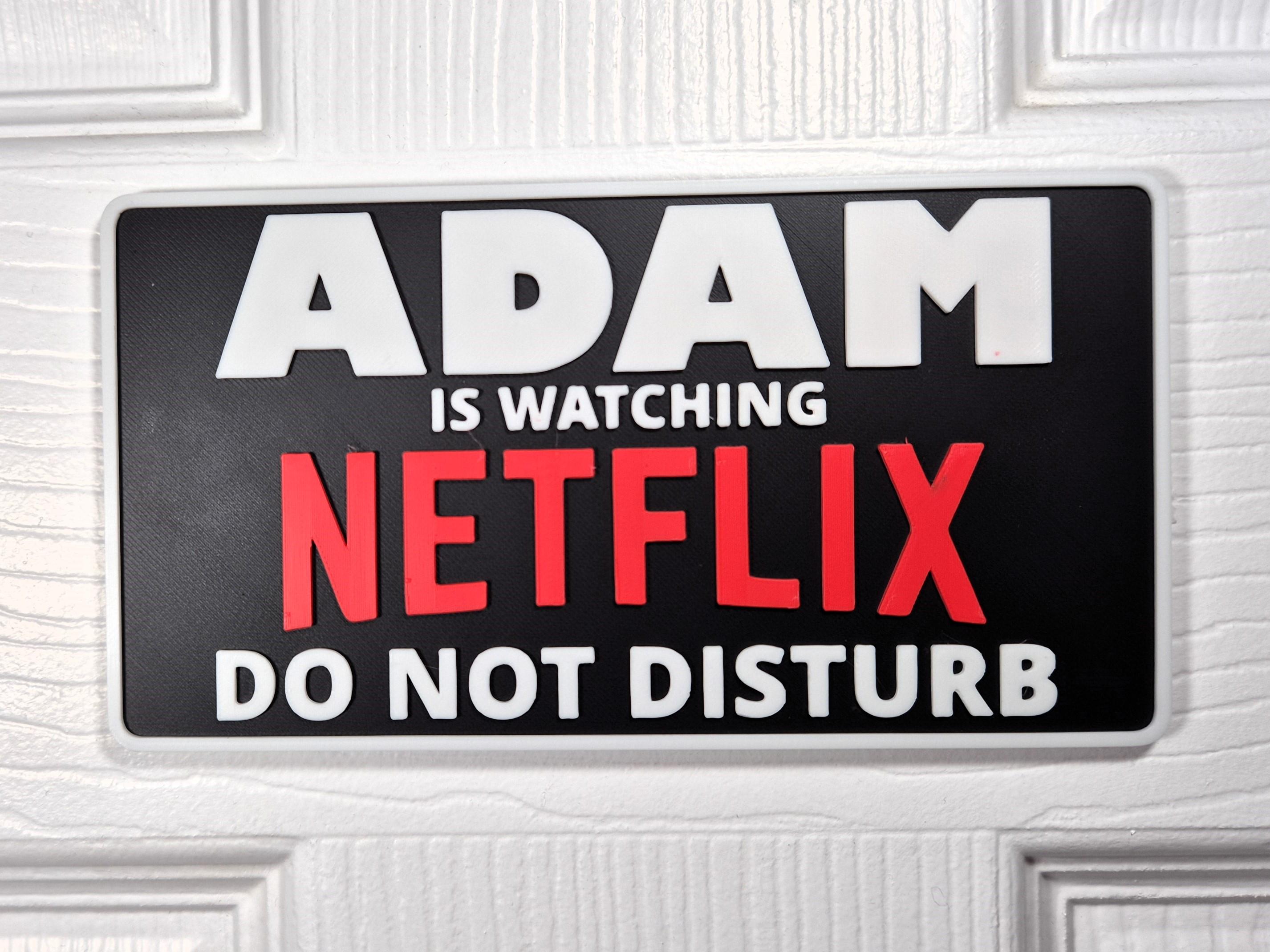 Regarder une plaque de porte Netflix | Ne pas déranger | Plaque nominative personnalisée | Fabriqué sur commande