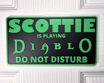 Plaque de porte Diablo | Ne pas déranger | Plaque nominative personnalisée | Fabriqué sur commande
