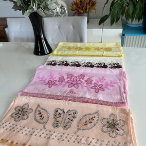 beaded face towel set, sequin cotton towel set of 4, decorative Turkish towel, handmade gift set, embellished towel set