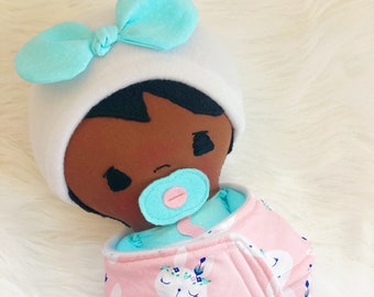 Black Baby Doll, Soft Baby Doll, Textile Doll, Cloth Doll, Toddler Baby Doll, First Doll for Baby, Gift for baby, Doll for toddlers