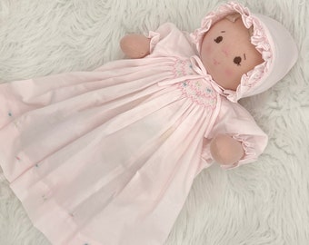 Plush baby girl doll, OOAK doll, empathy doll, handmade doll, soft doll, Waldorf inspired doll, 16 inch doll, heirloom doll, art doll