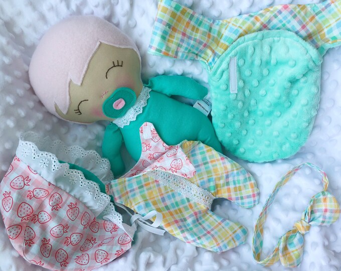 Complete Baby Doll Set, Soft Doll With Clothes, Textile Doll