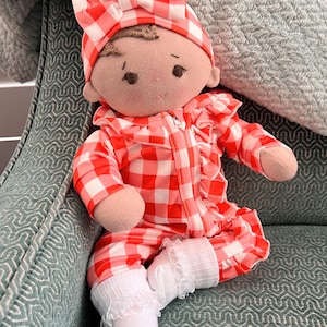 Plush baby doll, OOAK doll, empathy doll, handmade doll, soft doll, Waldorf inspired doll, 15 inch doll, Doll with bottle, art doll