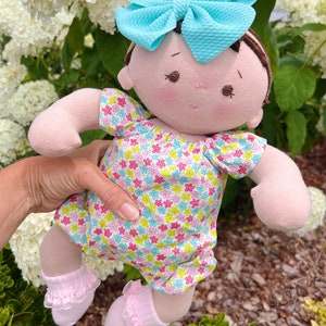 Plush baby doll, OOAK doll, empathy doll, handmade doll, soft doll, Waldorf inspired doll, 15 inch doll, Doll with bottle, art doll