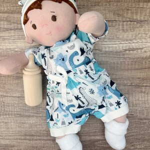 Plush baby boy doll, OOAK doll, empathy doll, handmade doll with bottle, soft baby doll, Waldorf inspired doll, 16 inch cuddle doll image 6