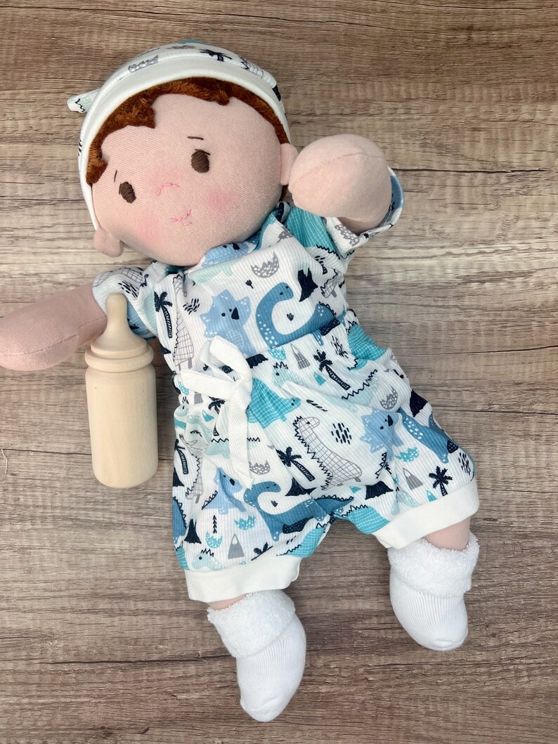 Plush baby boy doll, OOAK doll, empathy doll, handmade doll with bottle, soft baby doll, Waldorf inspired doll, 16 inch cuddle doll image 6