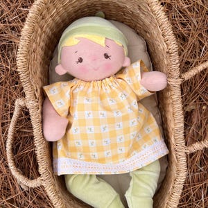 Plush baby doll, OOAK doll, empathy doll, handmade doll, soft doll, Waldorf inspired doll, 15 inch doll, Doll with bottle, art doll