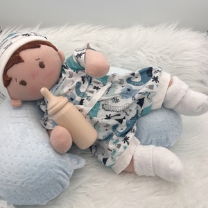 Plush baby boy doll, OOAK doll, empathy doll, handmade doll with bottle, soft baby doll, Waldorf inspired doll, 16 inch cuddle doll image 7