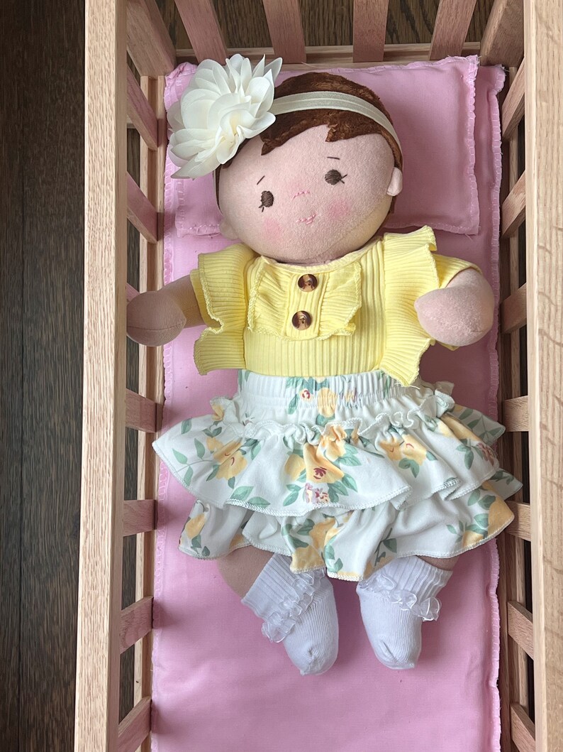 Plush baby doll, OOAK doll, empathy doll, handmade doll, soft doll, Waldorf inspired doll, 16 inch doll, Doll with bottle, art doll image 7