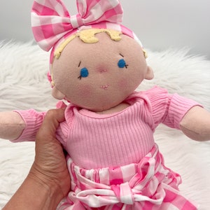 Plush baby doll, OOAK doll, empathy doll, handmade doll, soft doll, Waldorf inspired doll, 15 inch doll, Doll with bottle, art doll