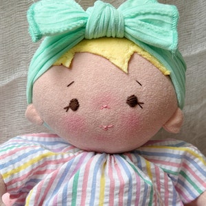Plush baby doll, OOAK doll, empathy doll, handmade doll, soft doll, Waldorf inspired doll, 15 inch doll, Doll with bottle, art doll