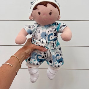 Plush baby boy doll, OOAK doll, empathy doll, handmade doll with bottle, soft baby doll, Waldorf inspired doll, 16 inch cuddle doll image 8