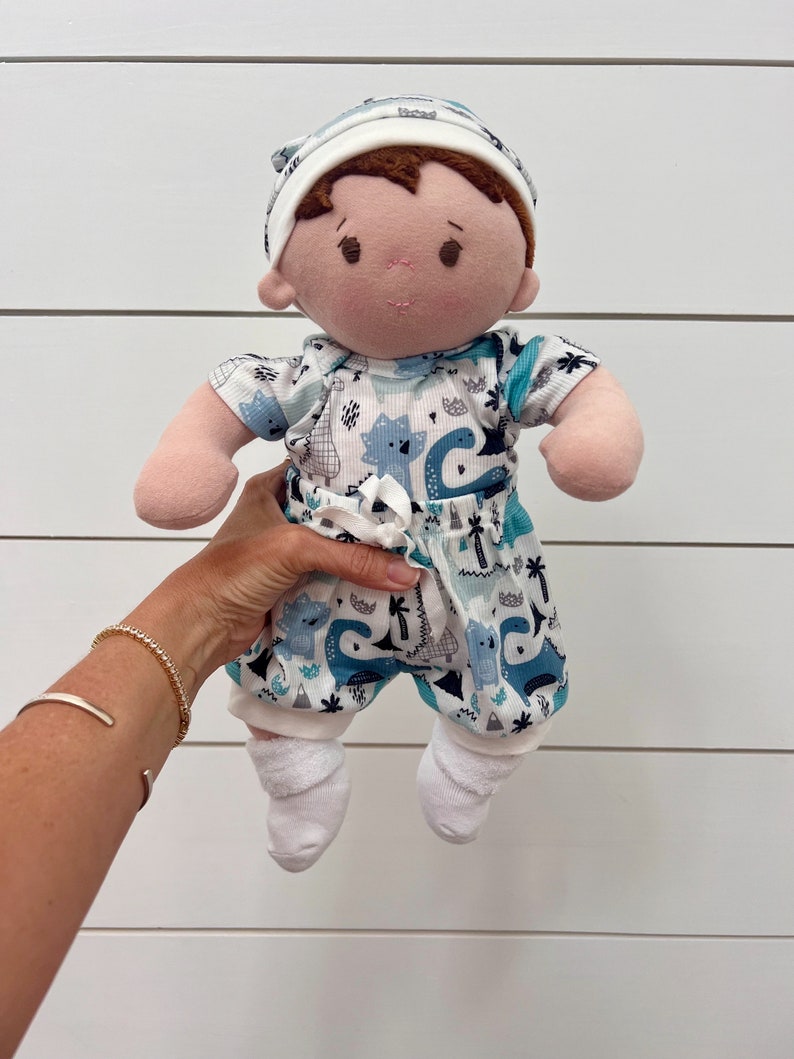 Plush baby boy doll, OOAK doll, empathy doll, handmade doll with bottle, soft baby doll, Waldorf inspired doll, 16 inch cuddle doll image 8