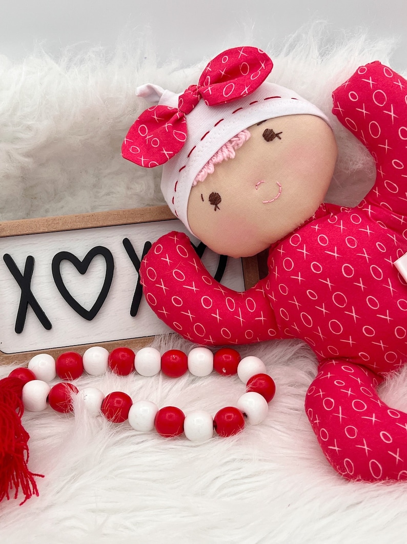 Babys first doll, soft doll for baby, first birthday gift, handmade doll, gift for baby, valentines gift image 1