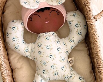 Baby’s First Doll, Handmade Doll, Soft Doll for Baby, Black baby doll