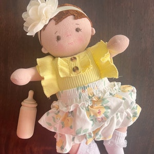 Plush baby doll, OOAK doll, empathy doll, handmade doll, soft doll, Waldorf inspired doll, 16 inch doll, Doll with bottle, art doll image 5