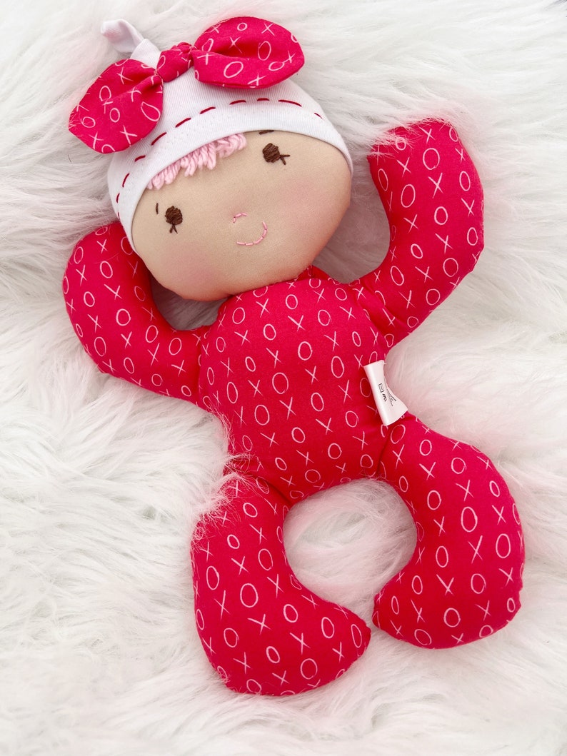 Babys first doll, soft doll for baby, first birthday gift, handmade doll, gift for baby, valentines gift image 2