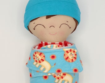 Boy doll, Swaddle Baby Doll, Soft Baby Doll, Textile Doll, Cloth Doll, Toddler Baby Doll, First Doll for Baby, Doll for toddlers