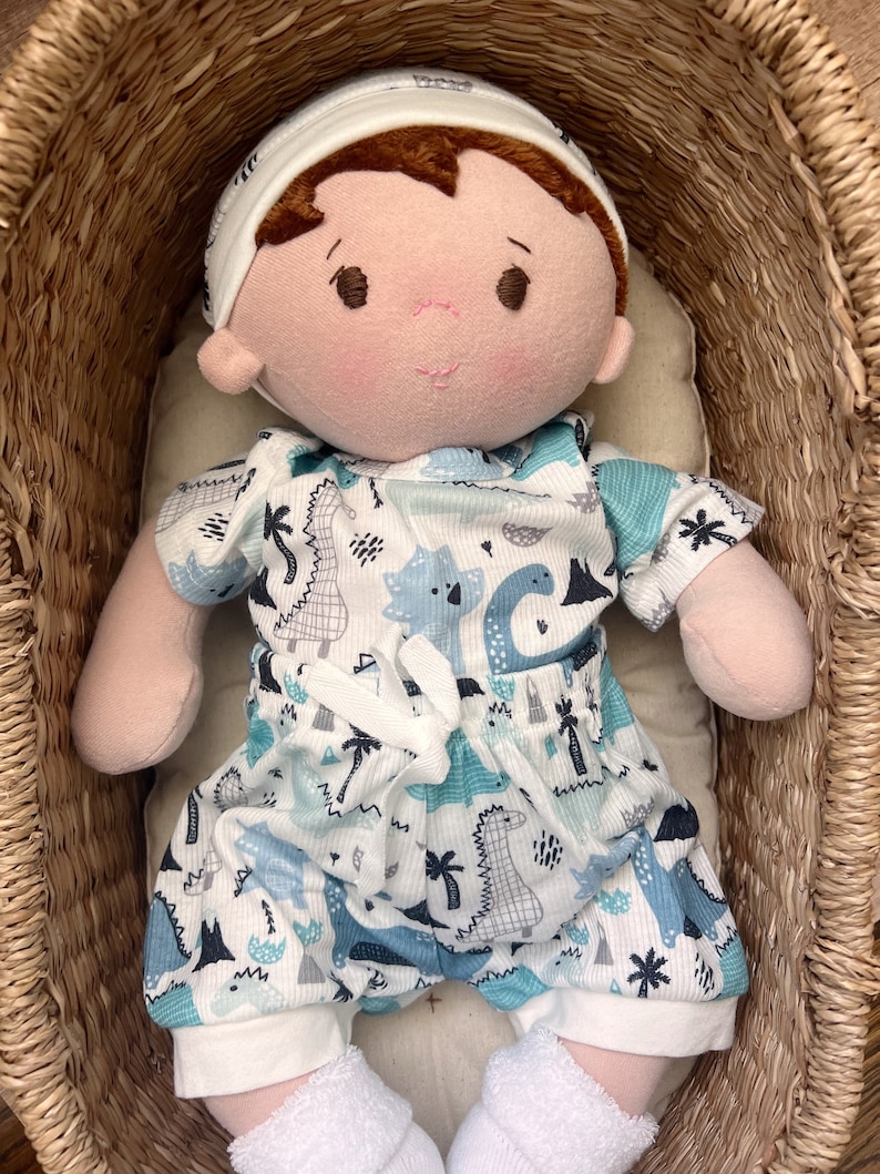 Plush baby boy doll, OOAK doll, empathy doll, handmade doll with bottle, soft baby doll, Waldorf inspired doll, 16 inch cuddle doll image 5