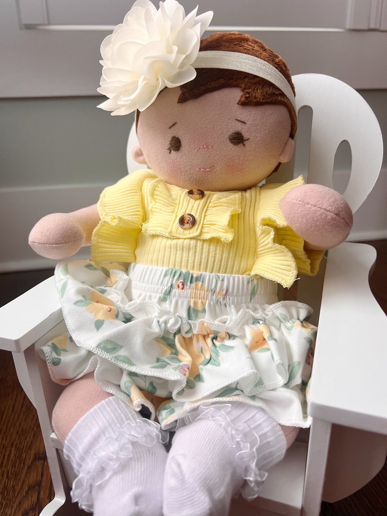 Plush baby doll, OOAK doll, empathy doll, handmade doll, soft doll, Waldorf inspired doll, 16 inch doll, Doll with bottle, art doll image 8