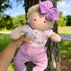 Plush baby doll, OOAK doll, empathy doll, handmade doll, soft doll, Waldorf inspired doll, 15 inch doll, Doll with bottle, art doll
