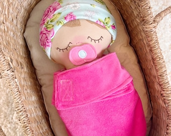 Swaddle Baby Doll, Soft Baby Doll, Textile Doll, Cloth Doll, Toddler Baby Doll, Première poupée pour bébé, Cadeau pour bébé, Poupée pour les tout-petits