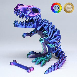 3D Printed Articulated T-Rex Skeleton – Poseable Dinosaur Fidget Toy / Dinosaur Gift