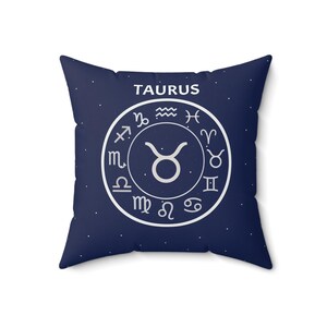 Almohada del zodiaco Tauro - Símbolo de Tauro - Almohada decorativa cuadrada - Regalo para los nacidos entre el 20 de abril y el 20 de mayo - Regalo perfecto para Tauro